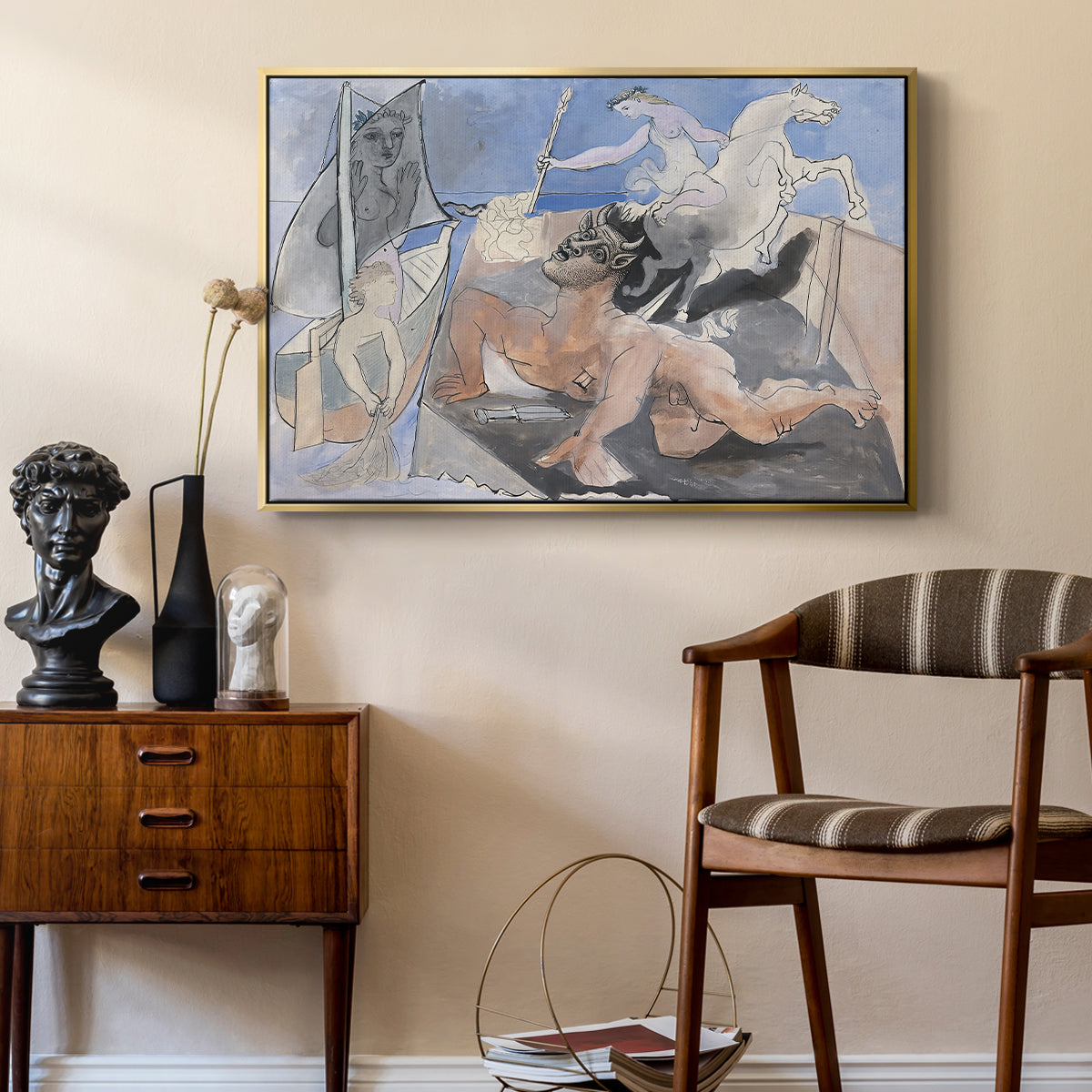 Composition with Minotaur, 1936 - Floater Framed Canvas Print