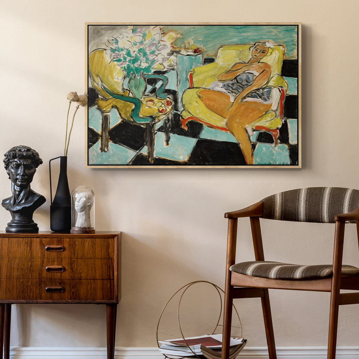 Seated Woman with Flower, 1942 - Floater Framed Canvas Print