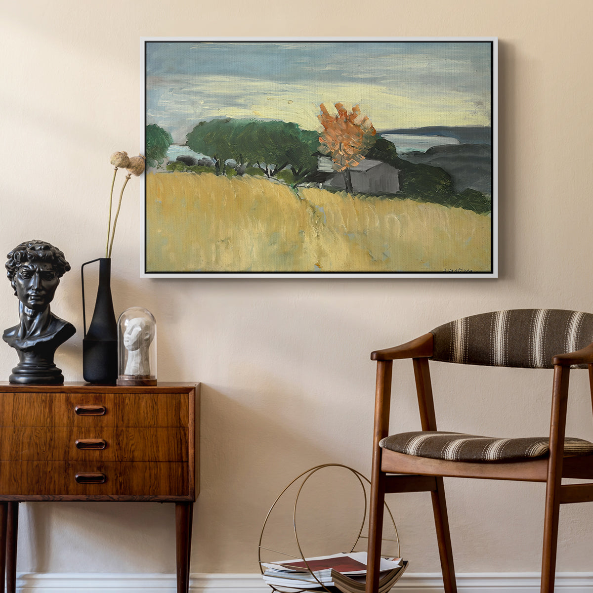 Fields of Wheat in Cagnes, 1918 - Floater Framed Canvas Print