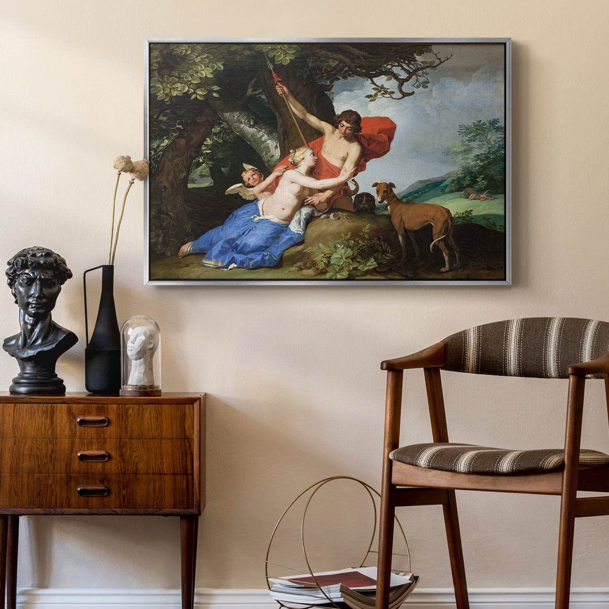 Venus and Adonis, 1632 - Floater Framed Canvas Print