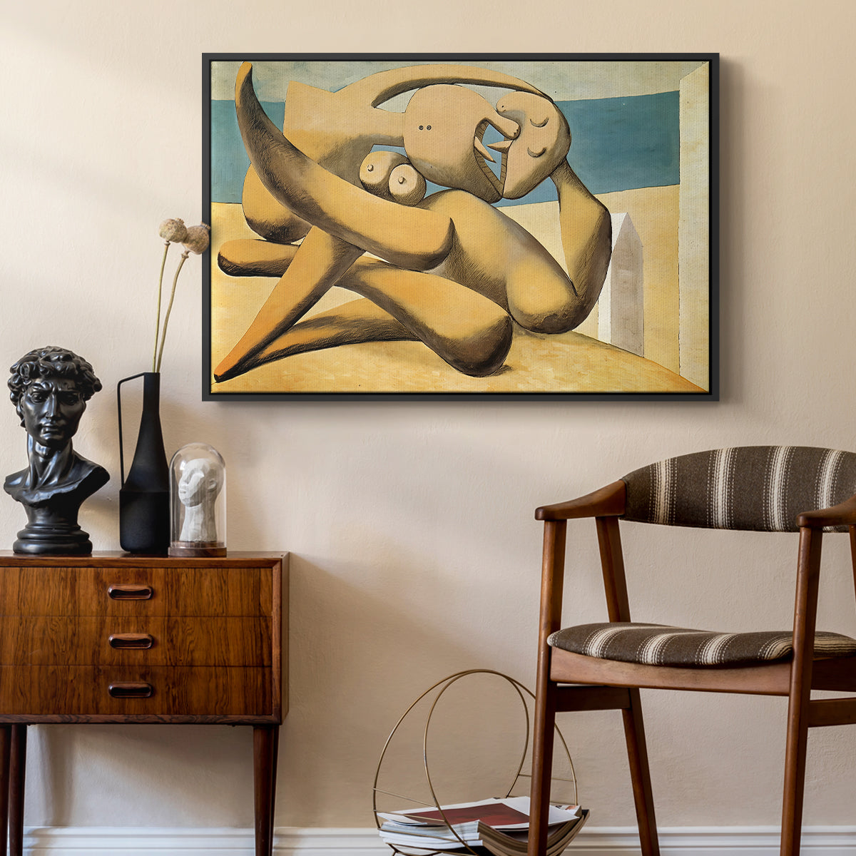 Figures at the Seaside (The Kiss), 1931 - Floater Framed Canvas Print