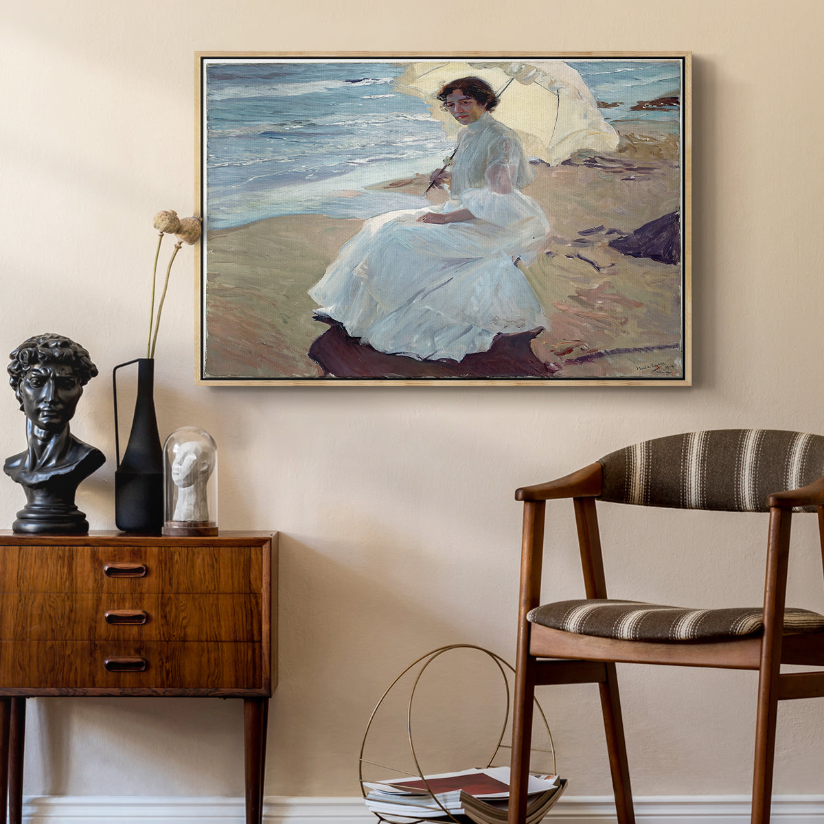 Clotilde on the Beach, 1904 - Floater Framed Canvas Print