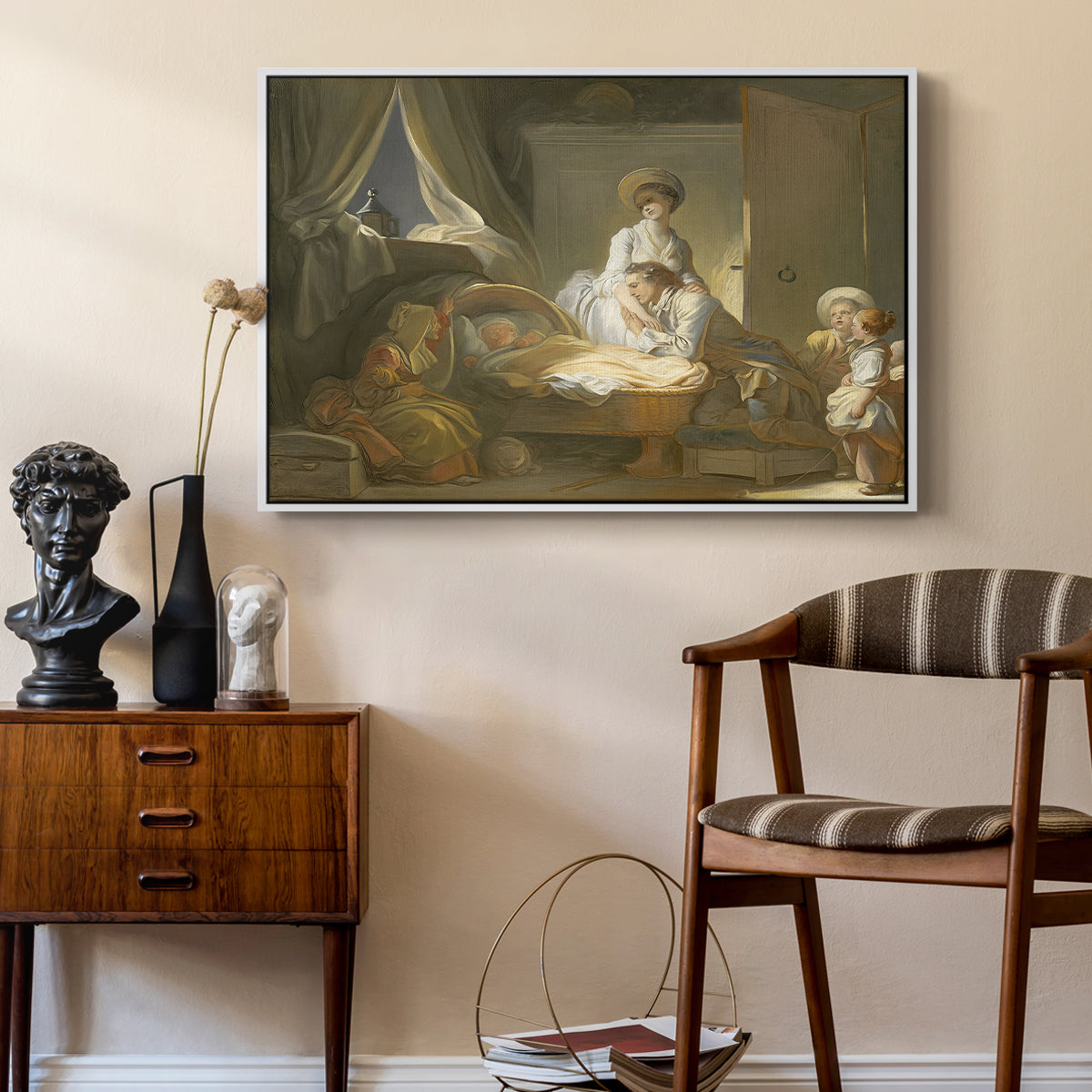 The Visit to the Nursery, c. 1775 - Floater Framed Canvas Print
