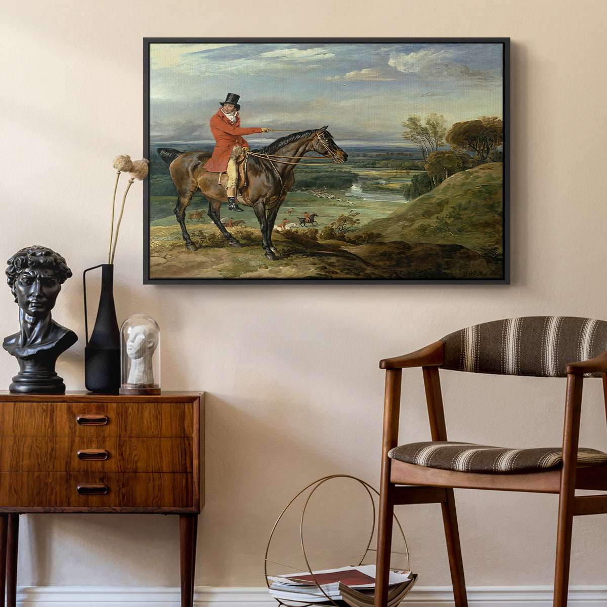 John Levett Hunting at Wychnor, Staffordshire, 1818 - Floater Framed Canvas Print