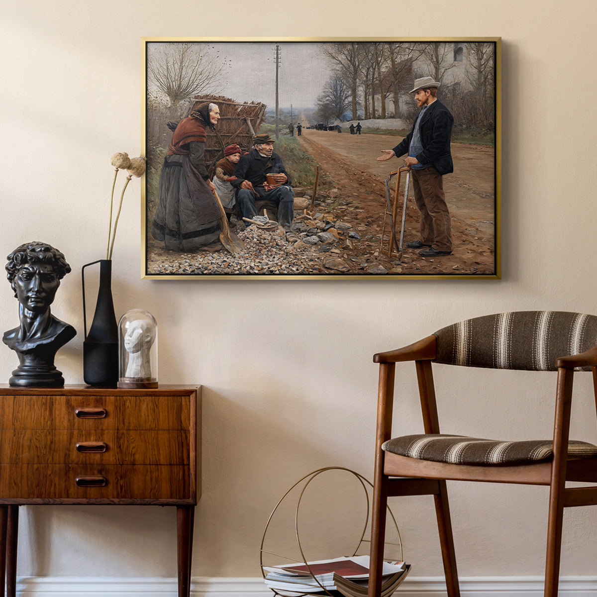 People by a Road, 1893 - Floater Framed Canvas Print