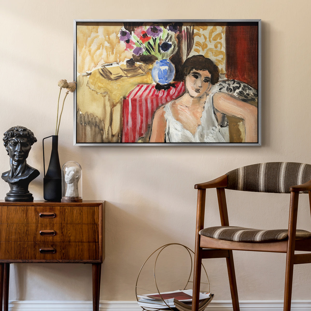 Woman Seated in an Armchair, c. 1920 - Floater Framed Canvas Print