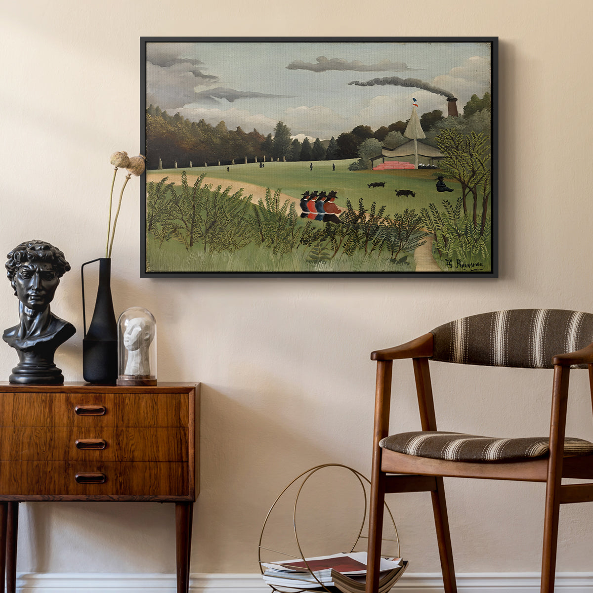 The Chair Factory at Alfortville, 1897 - Floater Framed Canvas Print