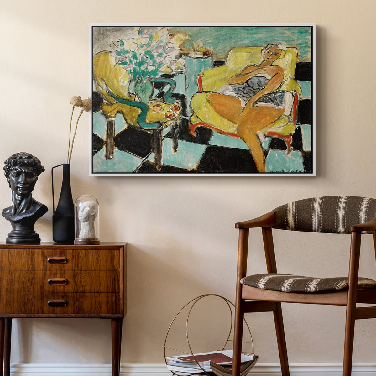 Seated Woman with Flower, 1942 - Floater Framed Canvas Print