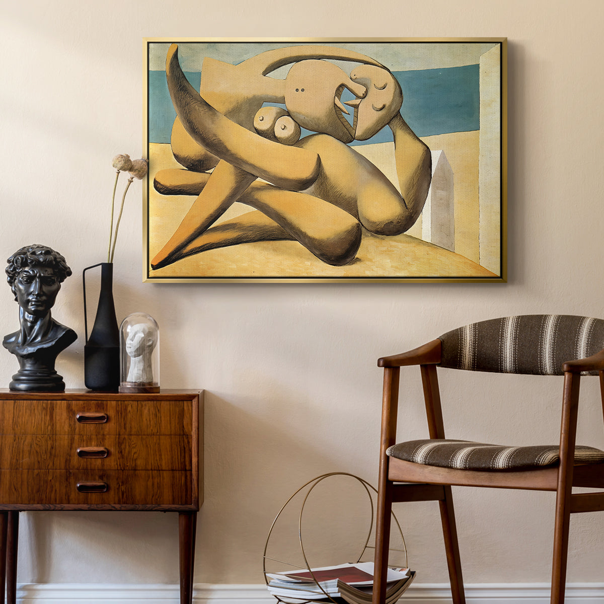 Figures at the Seaside (The Kiss), 1931 - Floater Framed Canvas Print