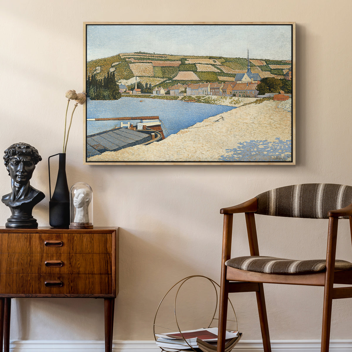 The Riverbank, Les Andelys, 1886 - Floater Framed Canvas Print