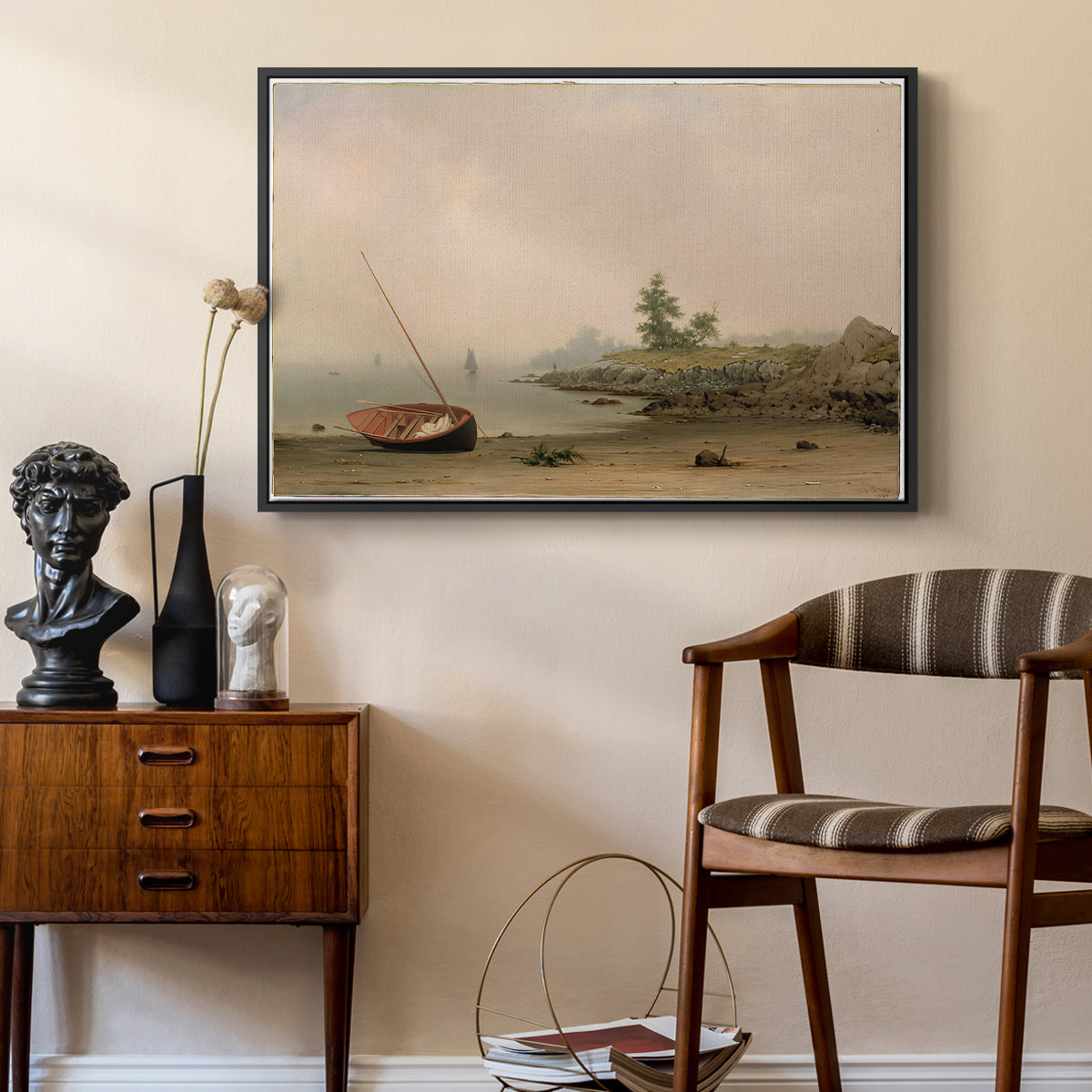 The Stranded Boat, 1863 - Floater Framed Canvas Print