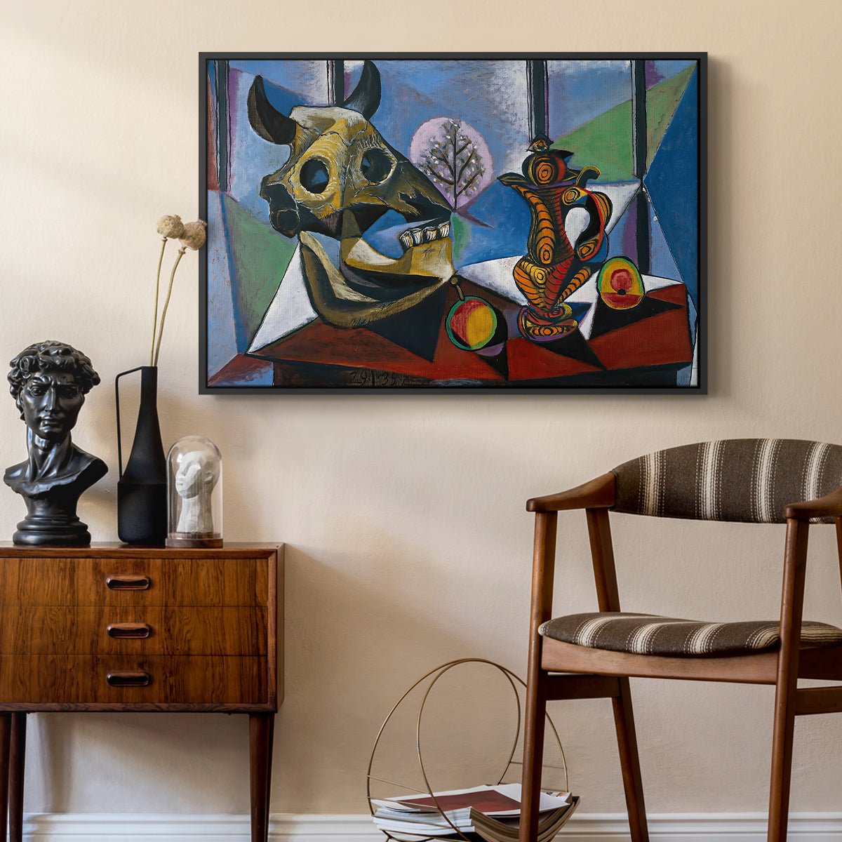 Still Life with Bull's Skull, 1939 - Floater Framed Canvas Print