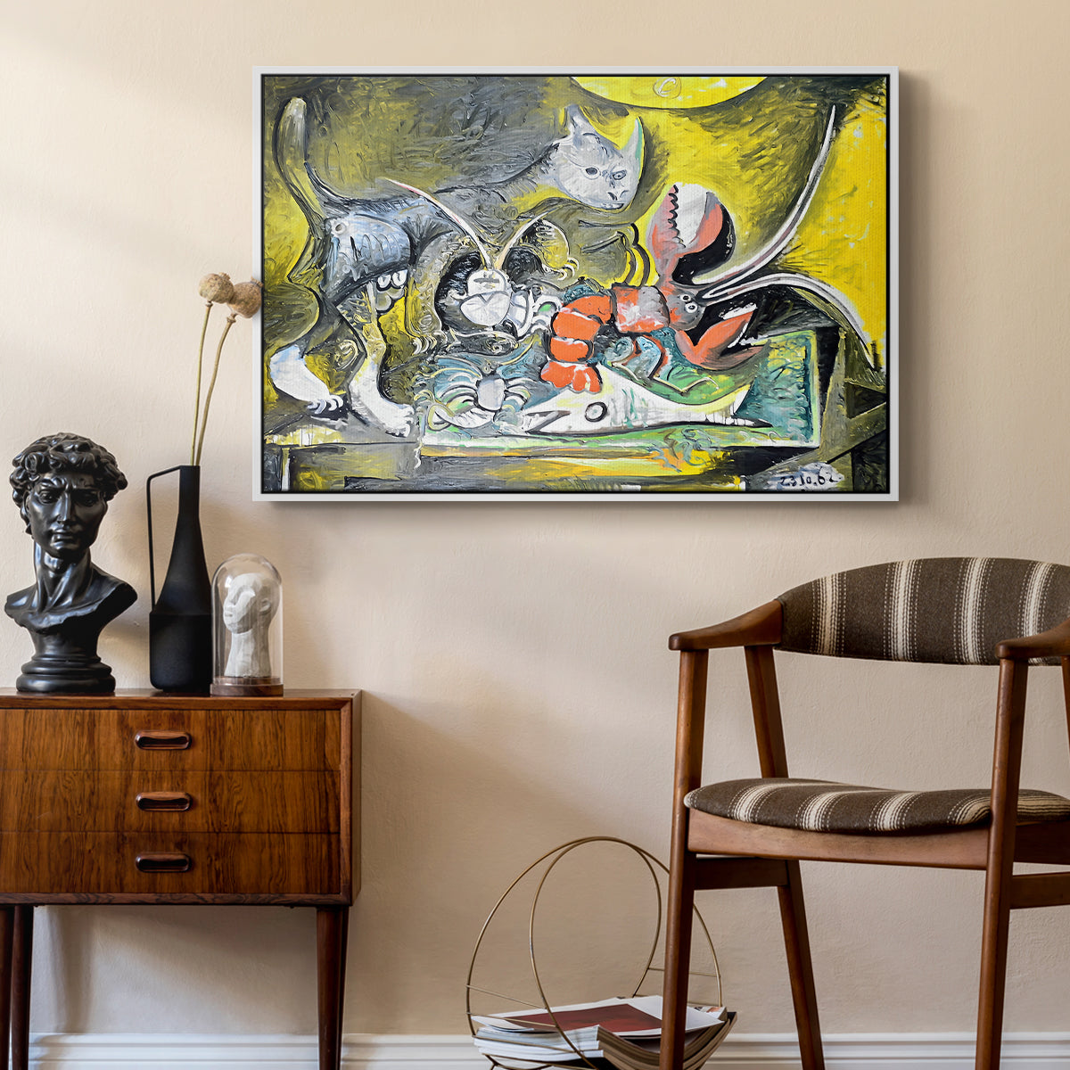 Still Life with Cat and Lobster, 1962 - Floater Framed Canvas Print