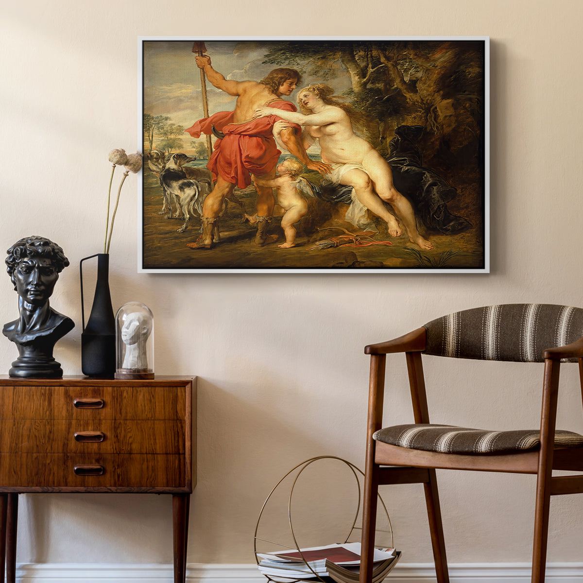 Venus and Adonis, c. 1635 - Floater Framed Canvas Print