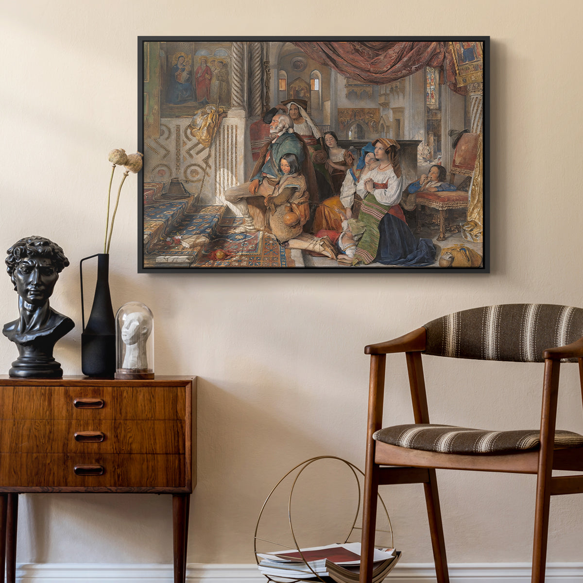 Roman Pilgrims, 1854 - Floater Framed Canvas Print