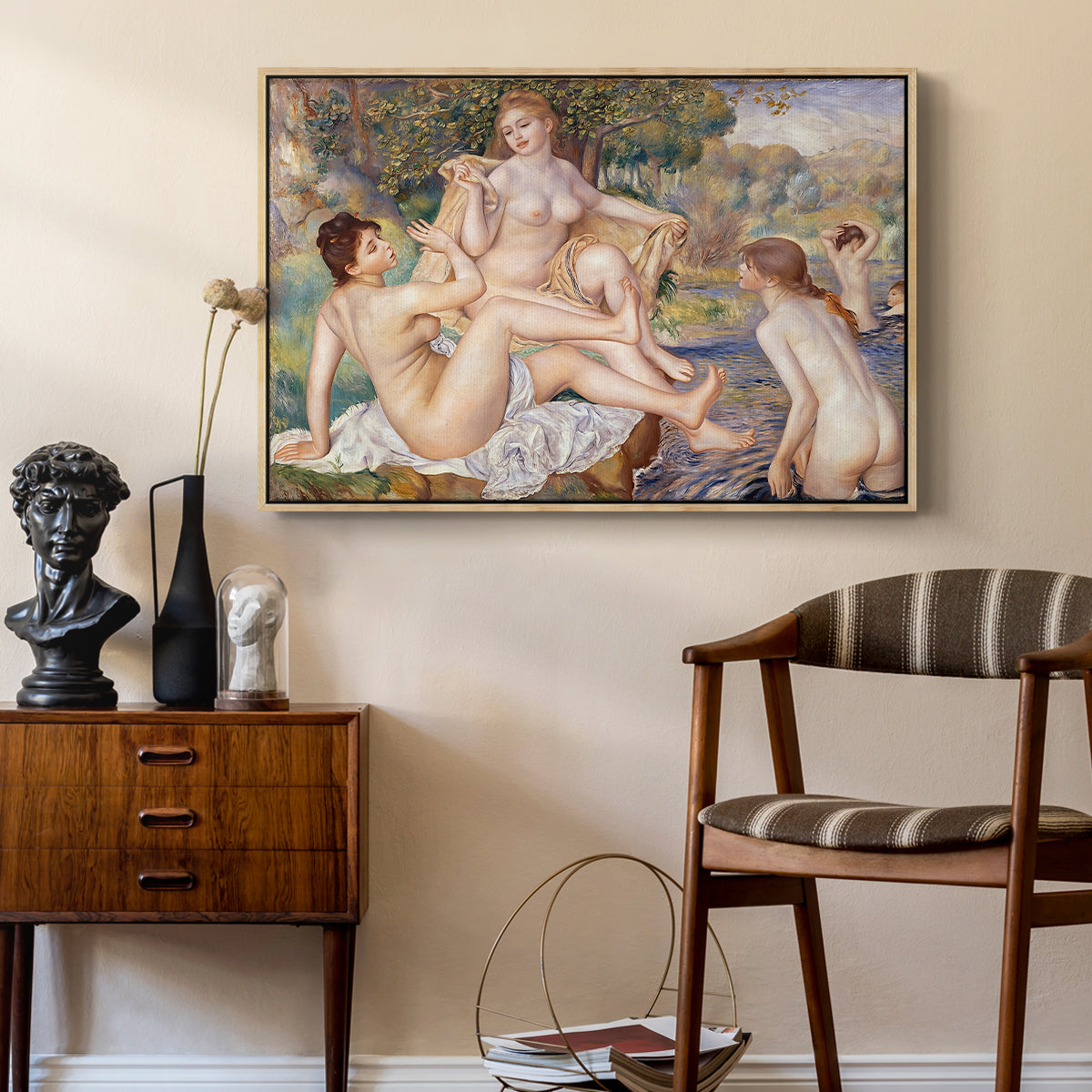 The Large Bathers, 1884-1887 - Floater Framed Canvas Print