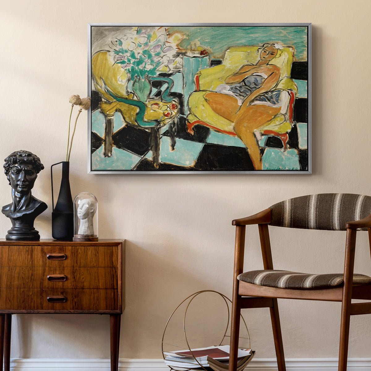 Seated Woman with Flower, 1942 - Floater Framed Canvas Print