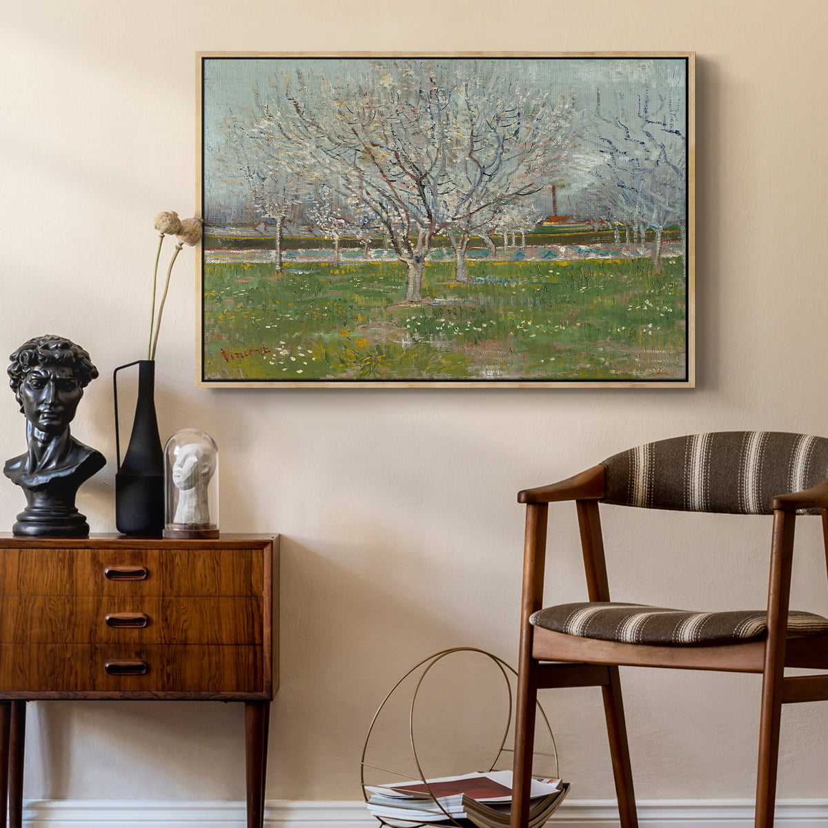 Orchard in Blossom (Plum Trees), 1888 - Floater Framed Canvas Print