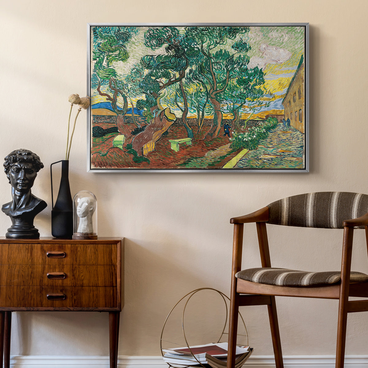 The Garden of Saint-Paul Hospital, 1889 - Floater Framed Canvas Print
