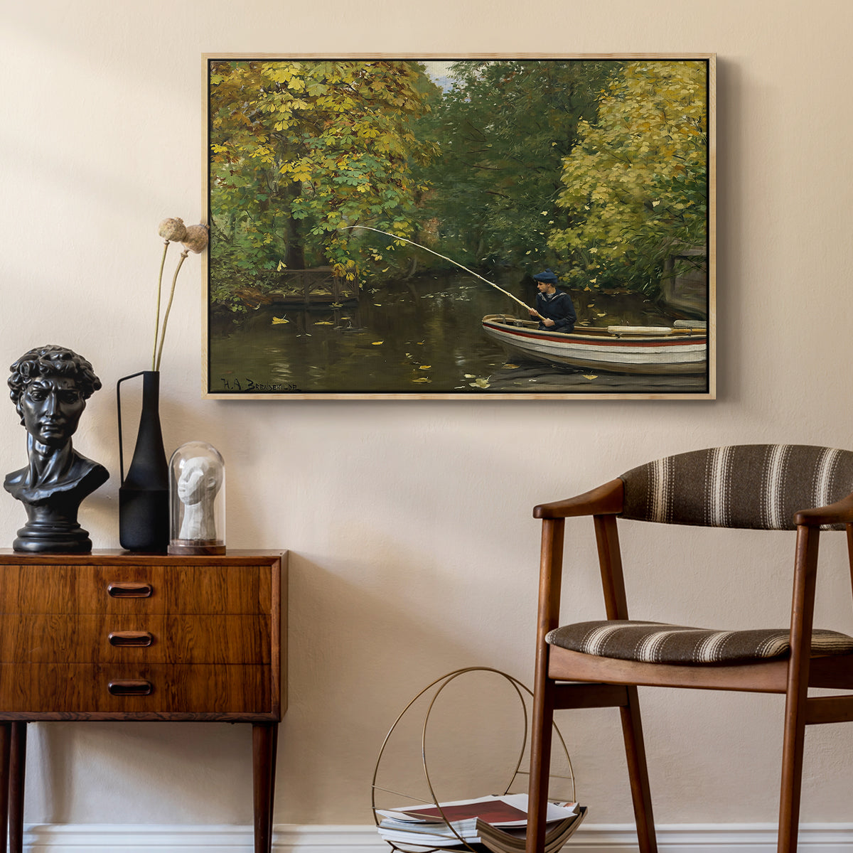 Fishing Boy, c. 1890 - Floater Framed Canvas Print