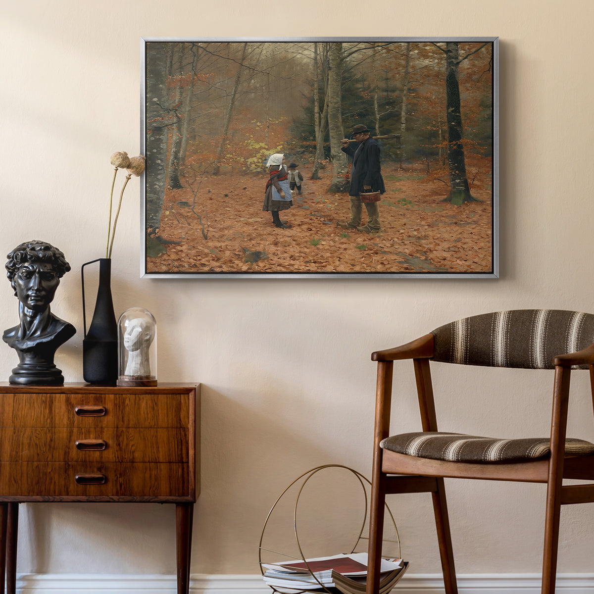 The Woodman and his Children, 1886 - Floater Framed Canvas Print