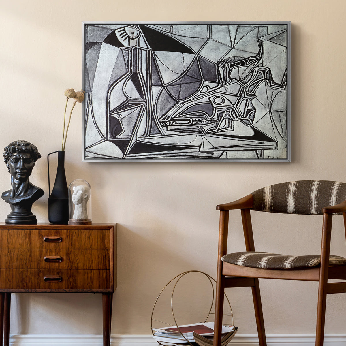 Goat's Skull, Bottle and Candle, 1952 - Floater Framed Canvas Print