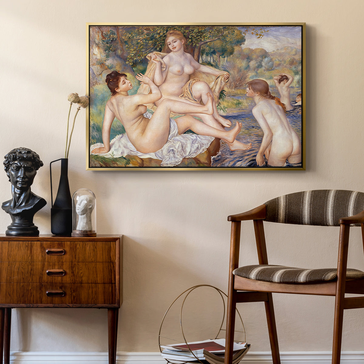 The Large Bathers, 1884-1887 - Floater Framed Canvas Print