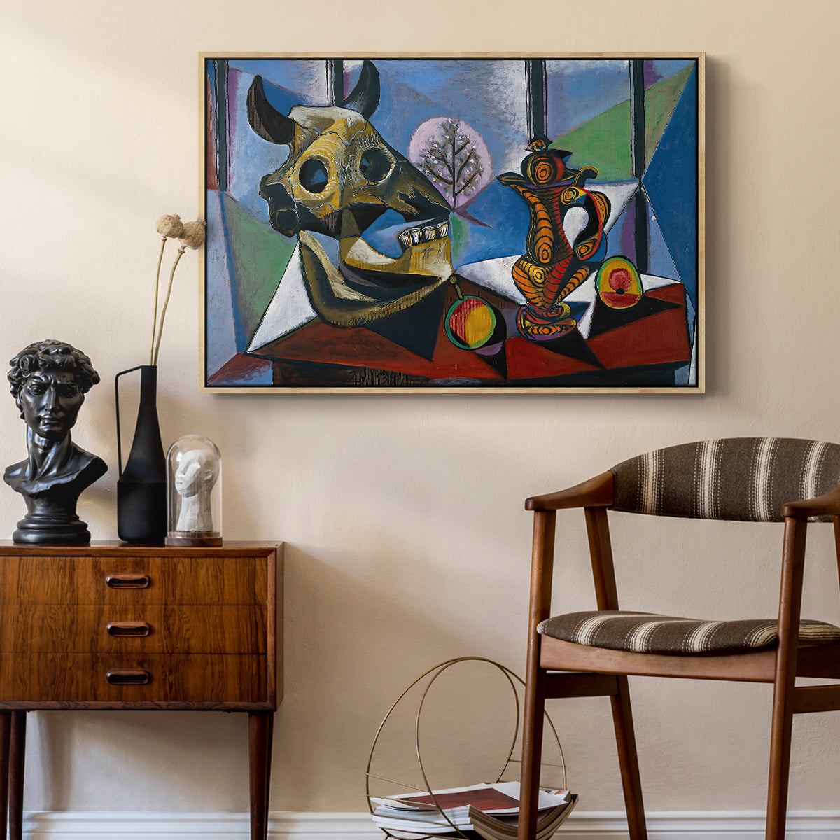 Still Life with Bull's Skull, 1939 - Floater Framed Canvas Print
