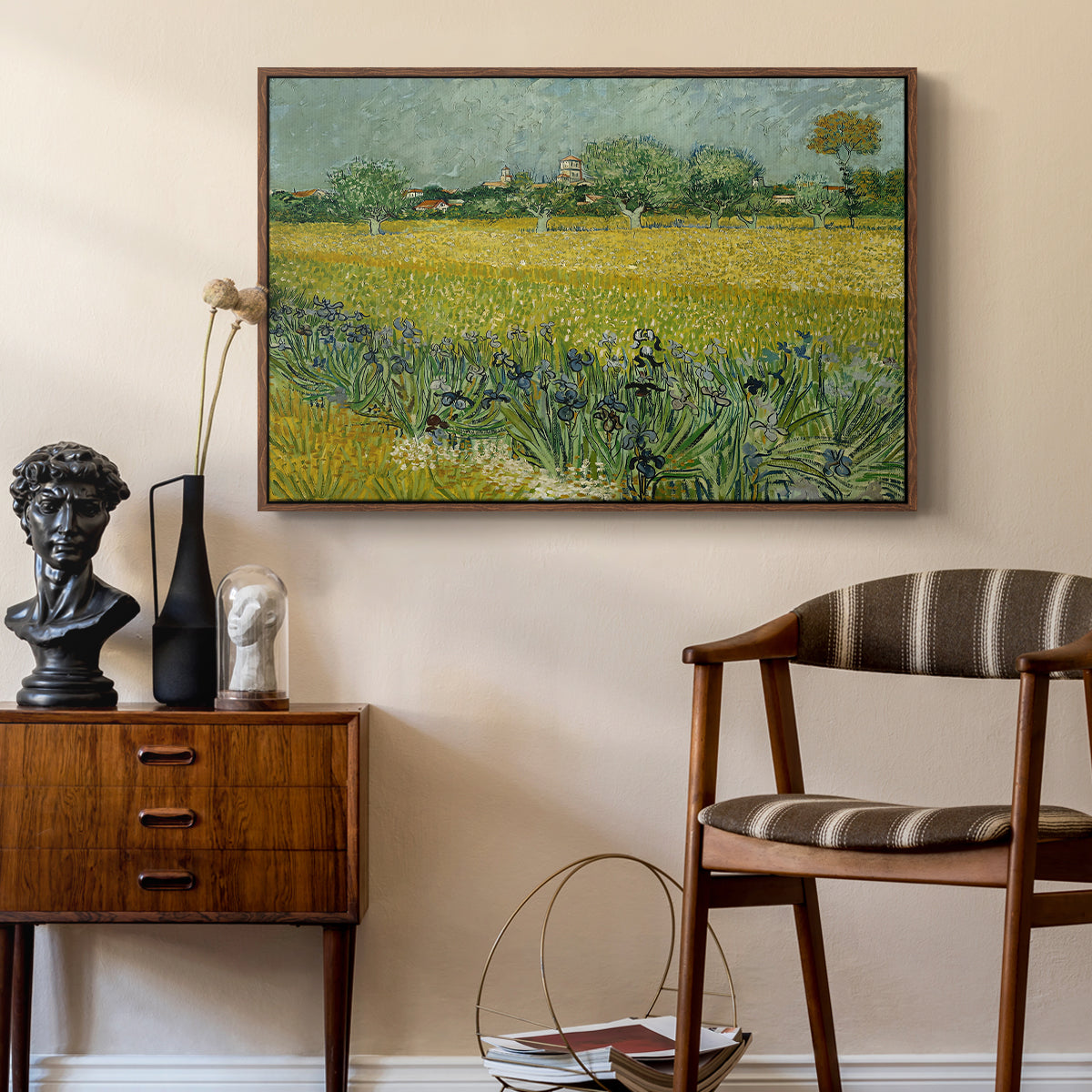 Field with Irises near Arles, 1888 - Floater Framed Canvas Print