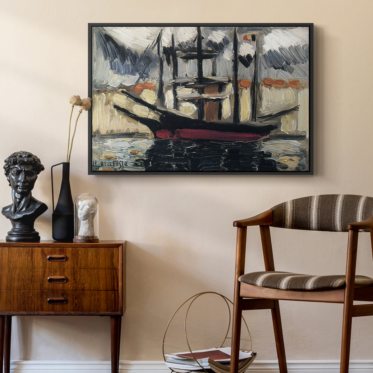 Two Boats Side by Side, Port of Marseilles, c. 1916 - Floater Framed Canvas Print