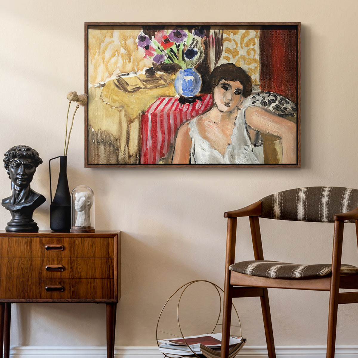 Woman Seated in an Armchair, c. 1920 - Floater Framed Canvas Print