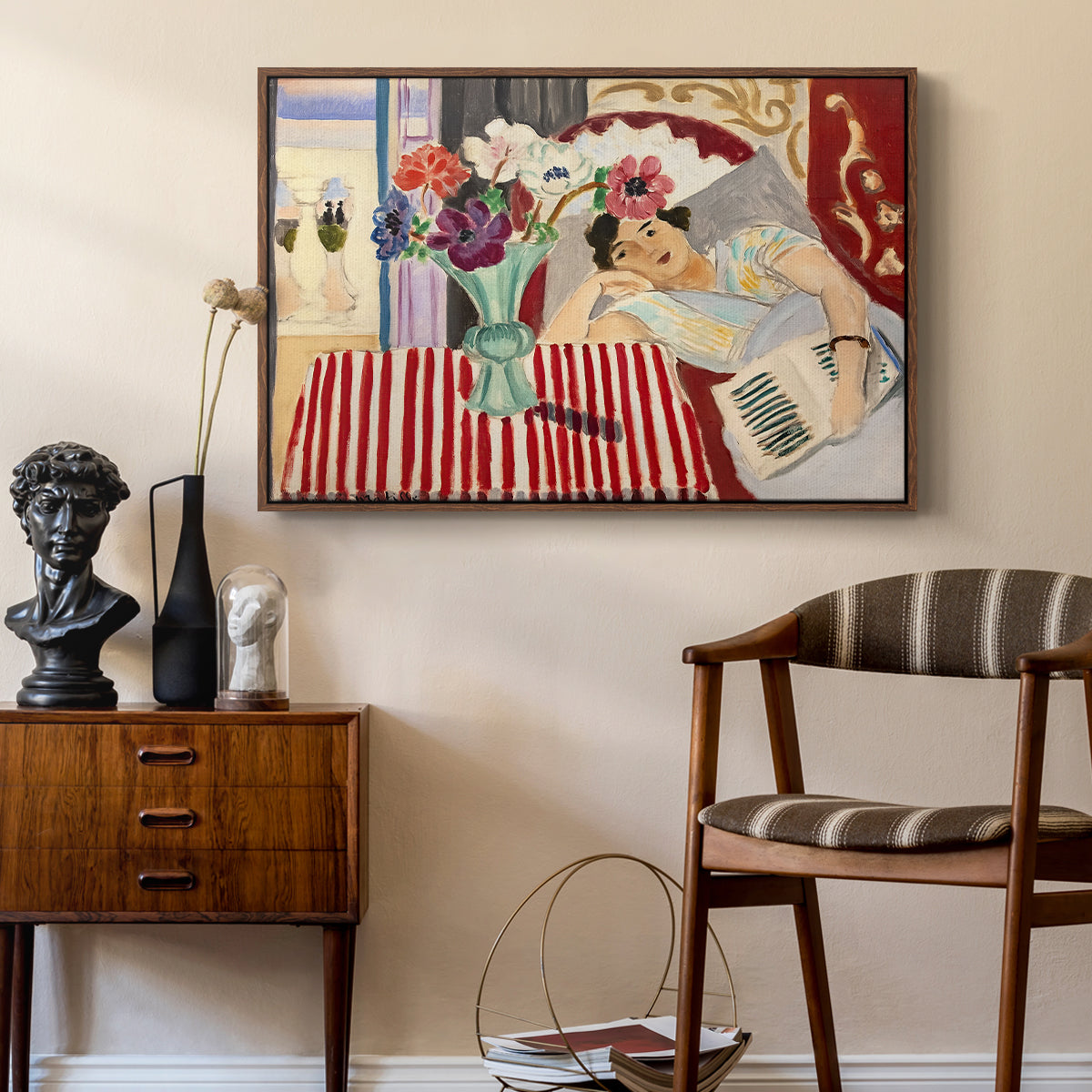 Woman with Anemones (Femme et anémones), c. 1920-1921 - Floater Framed Canvas Print