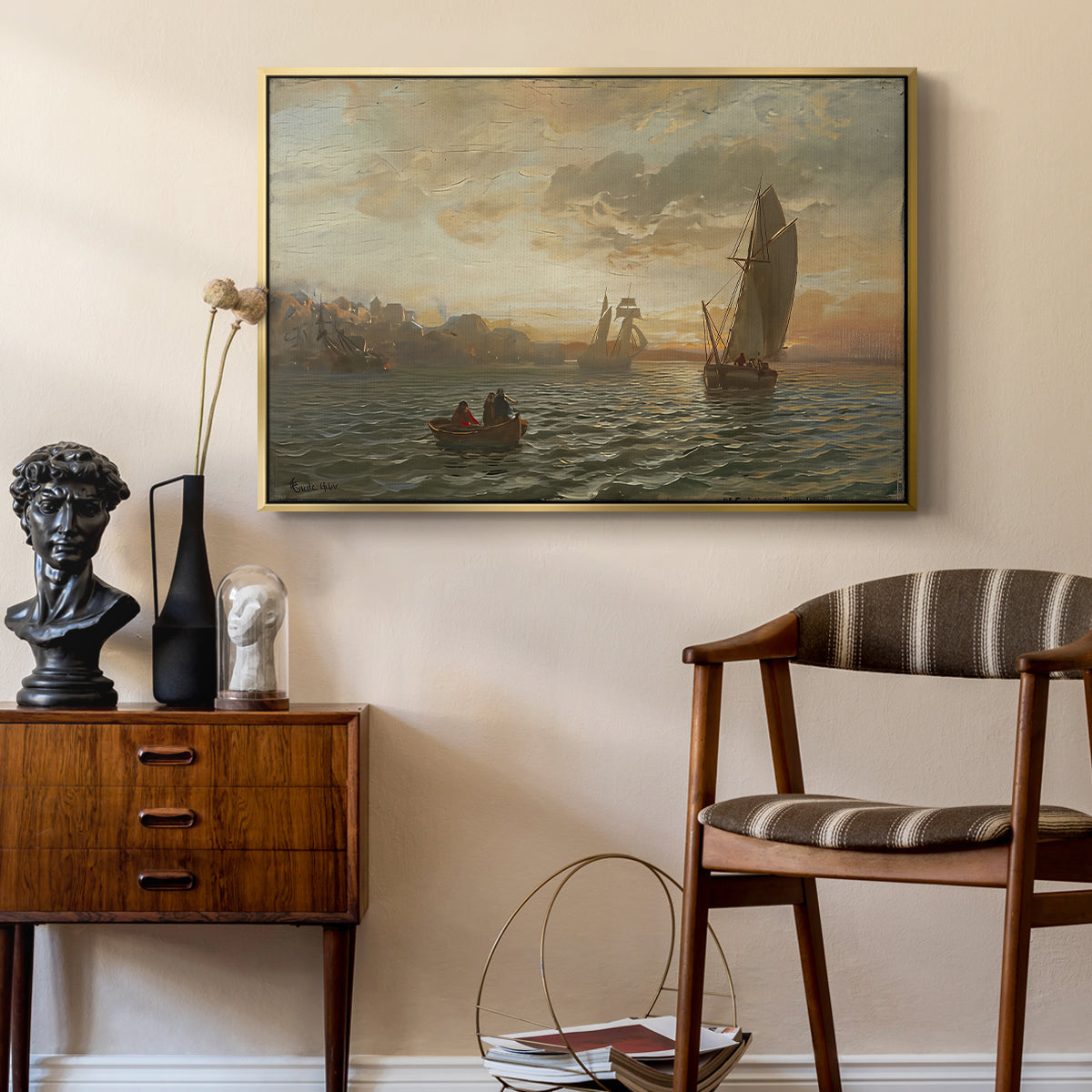 View from the Oslofjord, 1866 - Floater Framed Canvas Print