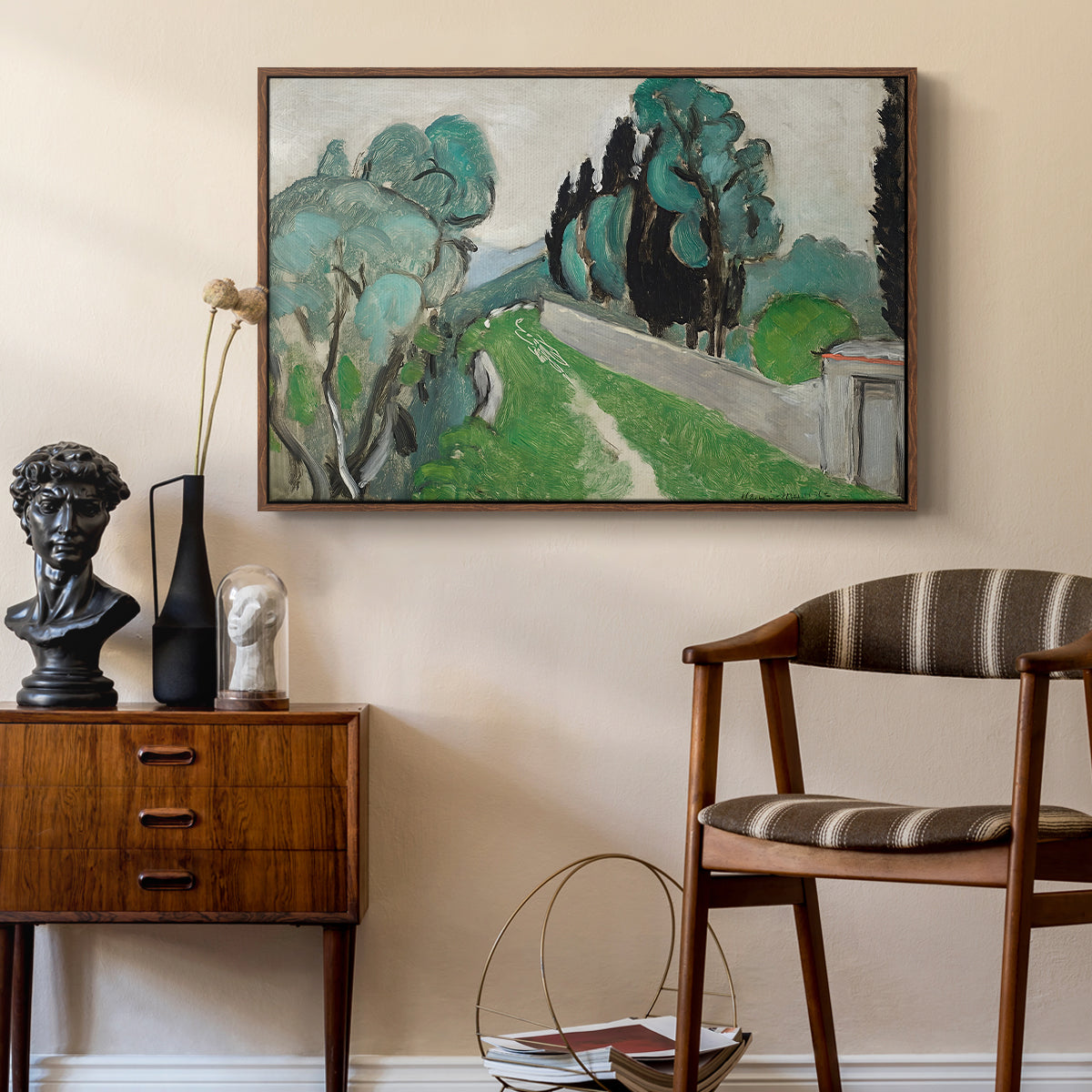 Landscape with Cypresses and Olive Trees near Nice, c. 1918 - Floater Framed Canvas Print