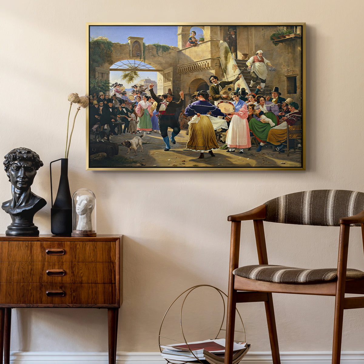 Romans Gathered for Merriment at an Osteria, 1839 - Floater Framed Canvas Print