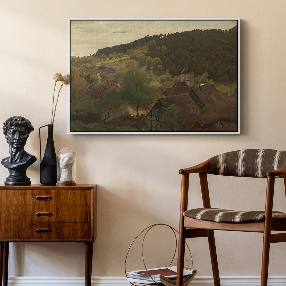 Landscape from Ebersteinburg in Baden, 1876 - Floater Framed Canvas Print