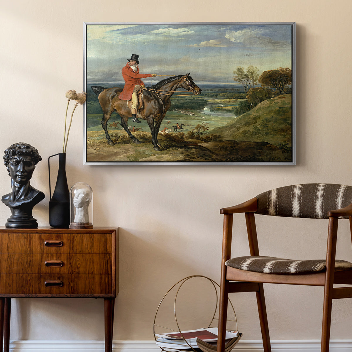 John Levett Hunting at Wychnor, Staffordshire, 1818 - Floater Framed Canvas Print