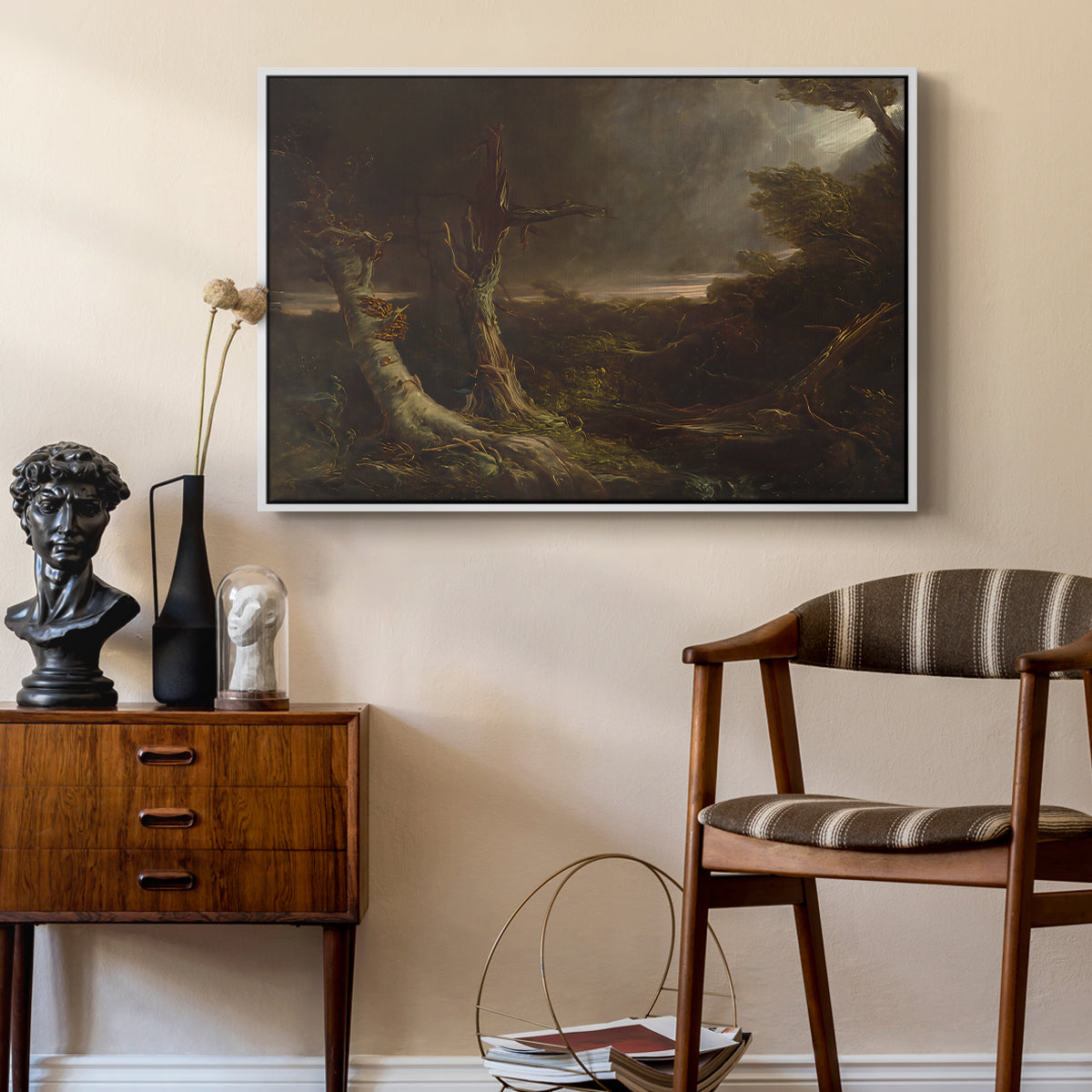 Tornado in an American Forest, 1835 - Floater Framed Canvas Print