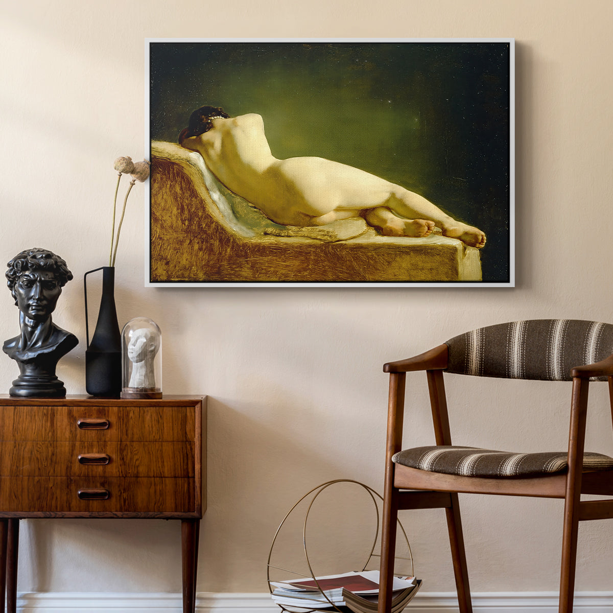 Reclining Nude (Liggende model), 1833 - Floater Framed Canvas Print