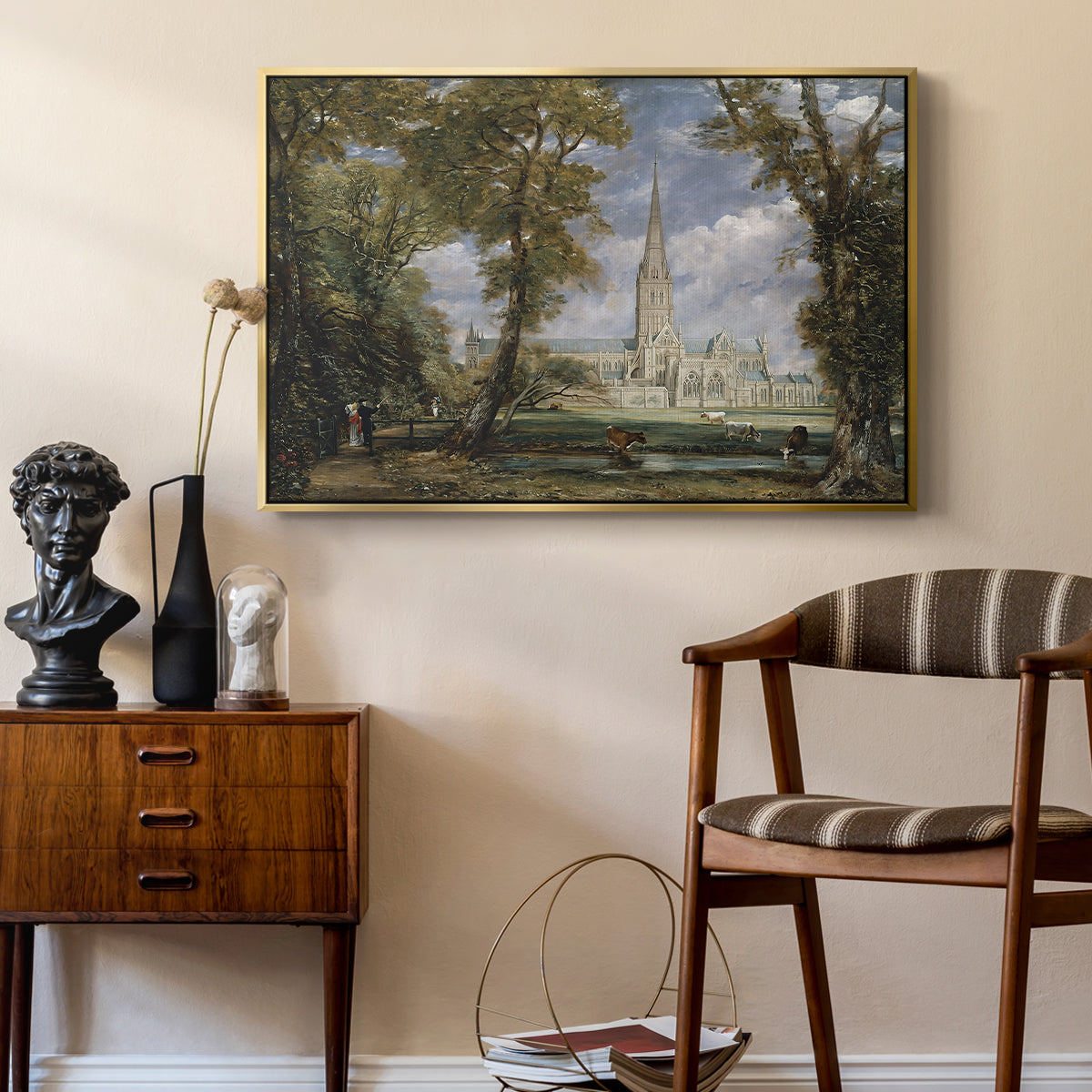 Salisbury Cathedral from the Bishop's Grounds, c. 1825 - Floater Framed Canvas Print