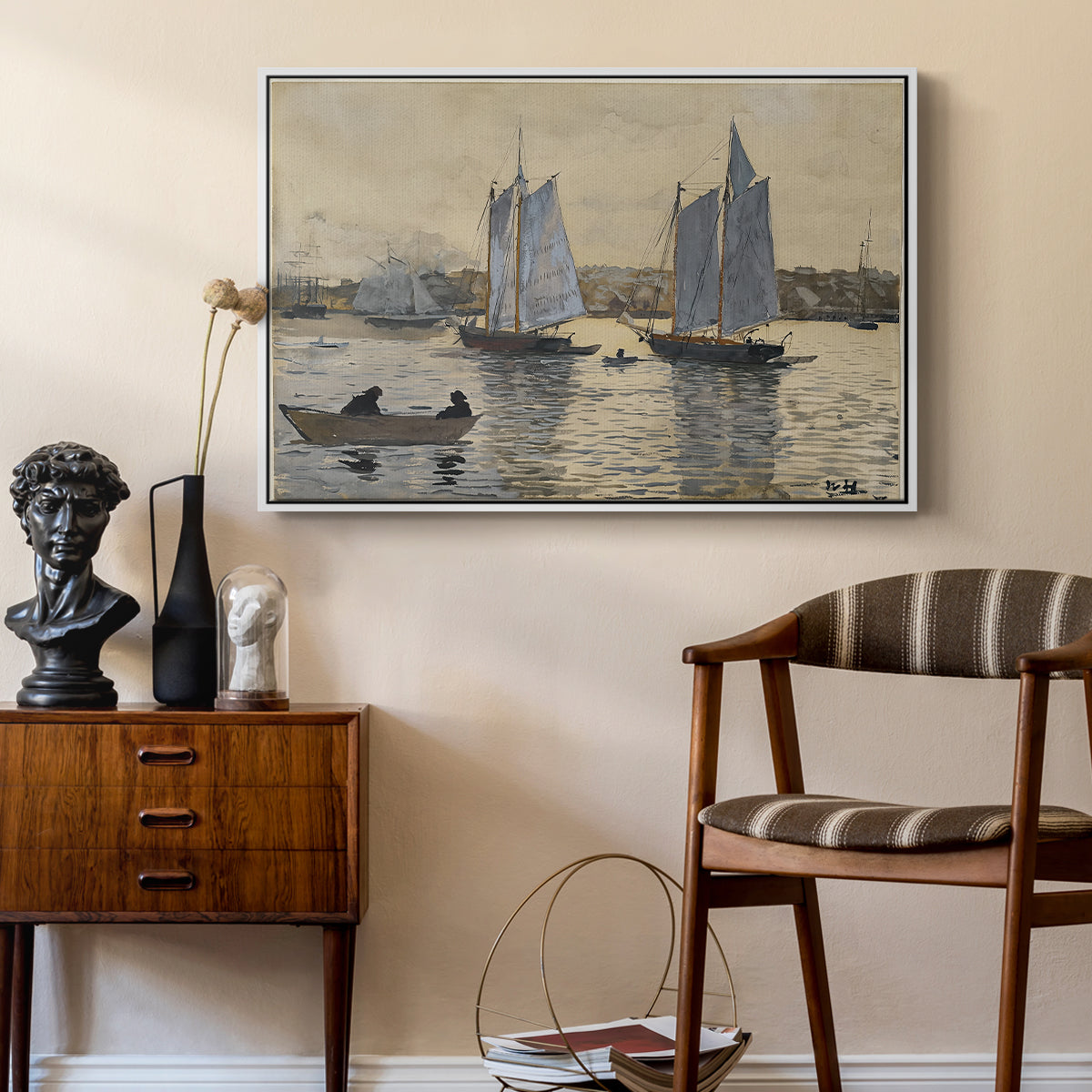 Two Schooners, Gloucester, c. 1880 - Floater Framed Canvas Print