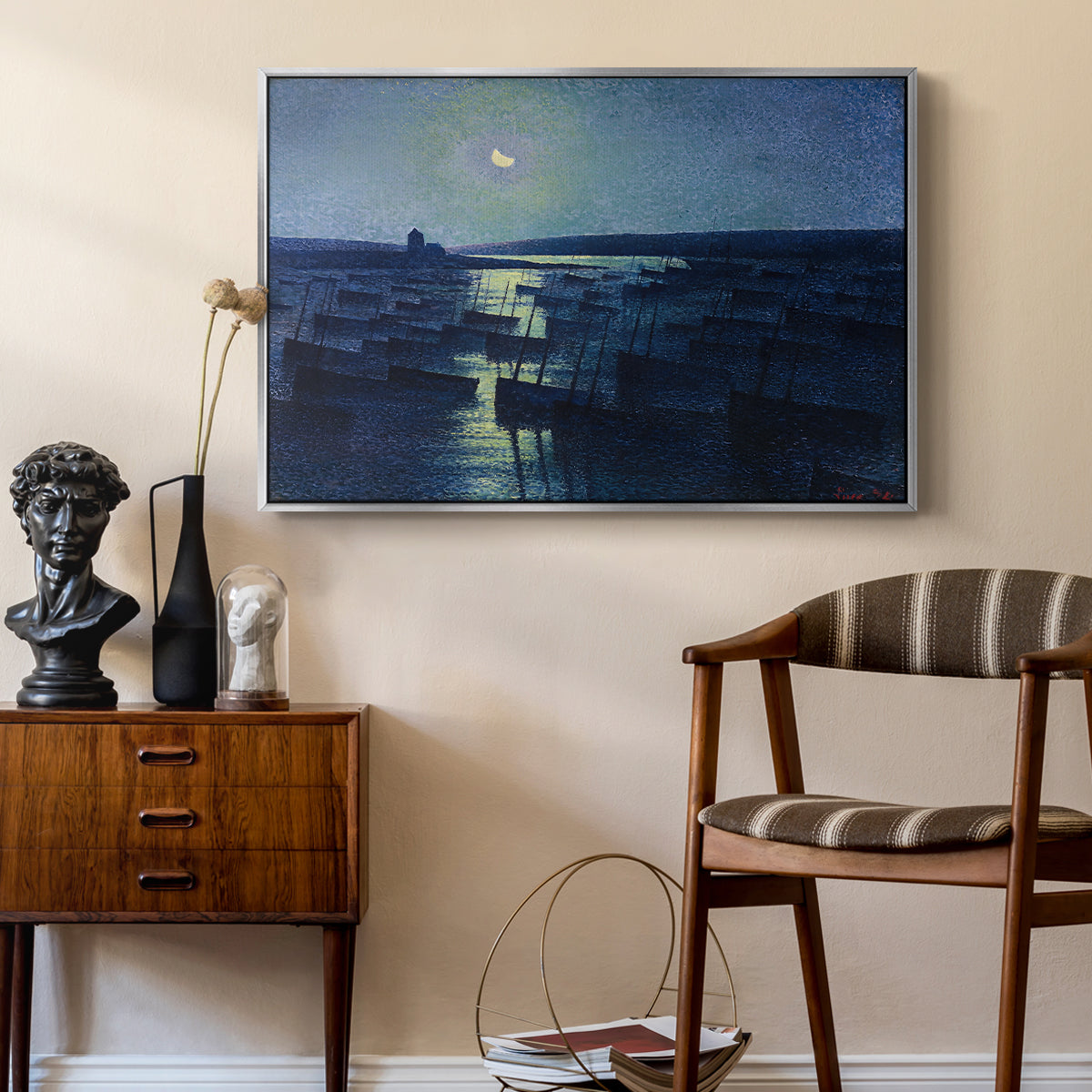 Camaret, Moonlight and Fishing Boats, 1894 - Floater Framed Canvas Print