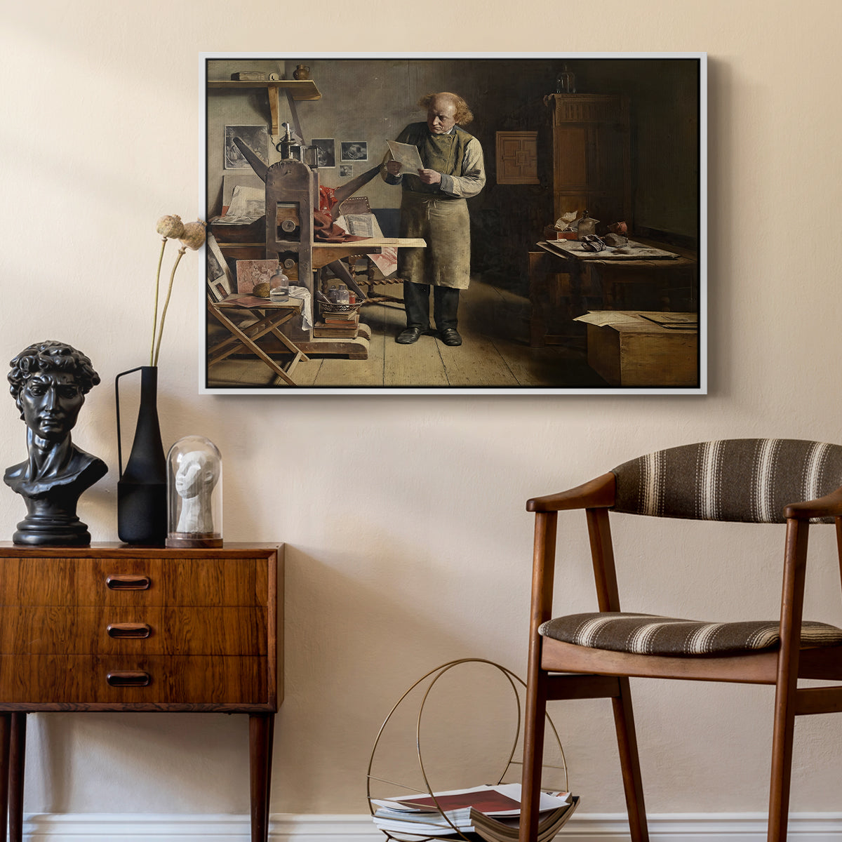 The Plate Printer, 1875 - Floater Framed Canvas Print