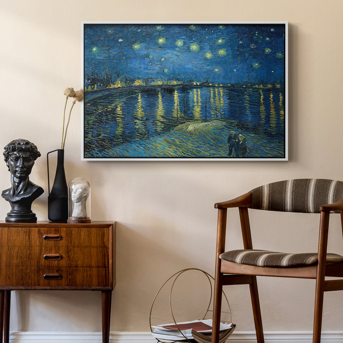 Starry Night Over the Rhône, 1888 - Floater Framed Canvas Print