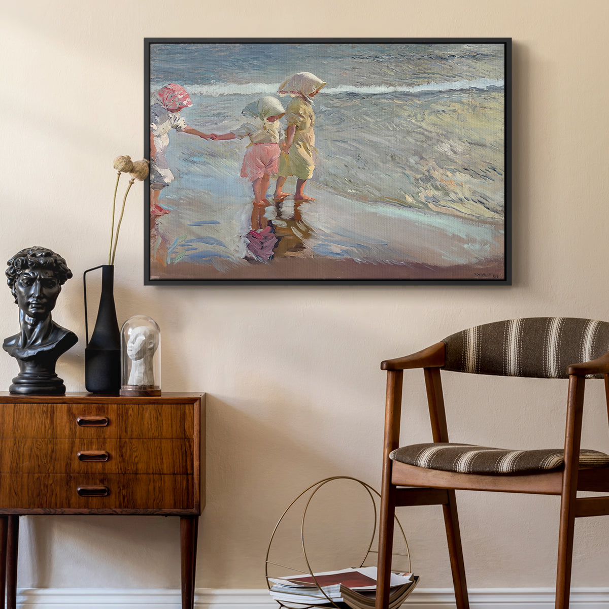 The Three Sisters on the Beach, 1908 - Floater Framed Canvas Print