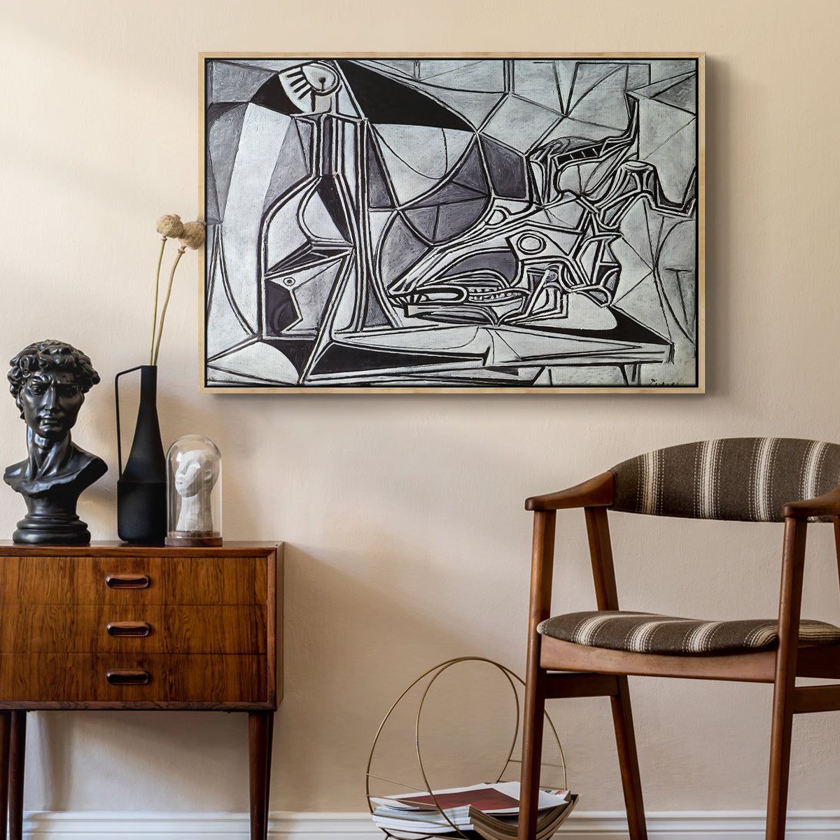 Goat's Skull, Bottle and Candle, 1952 - Floater Framed Canvas Print