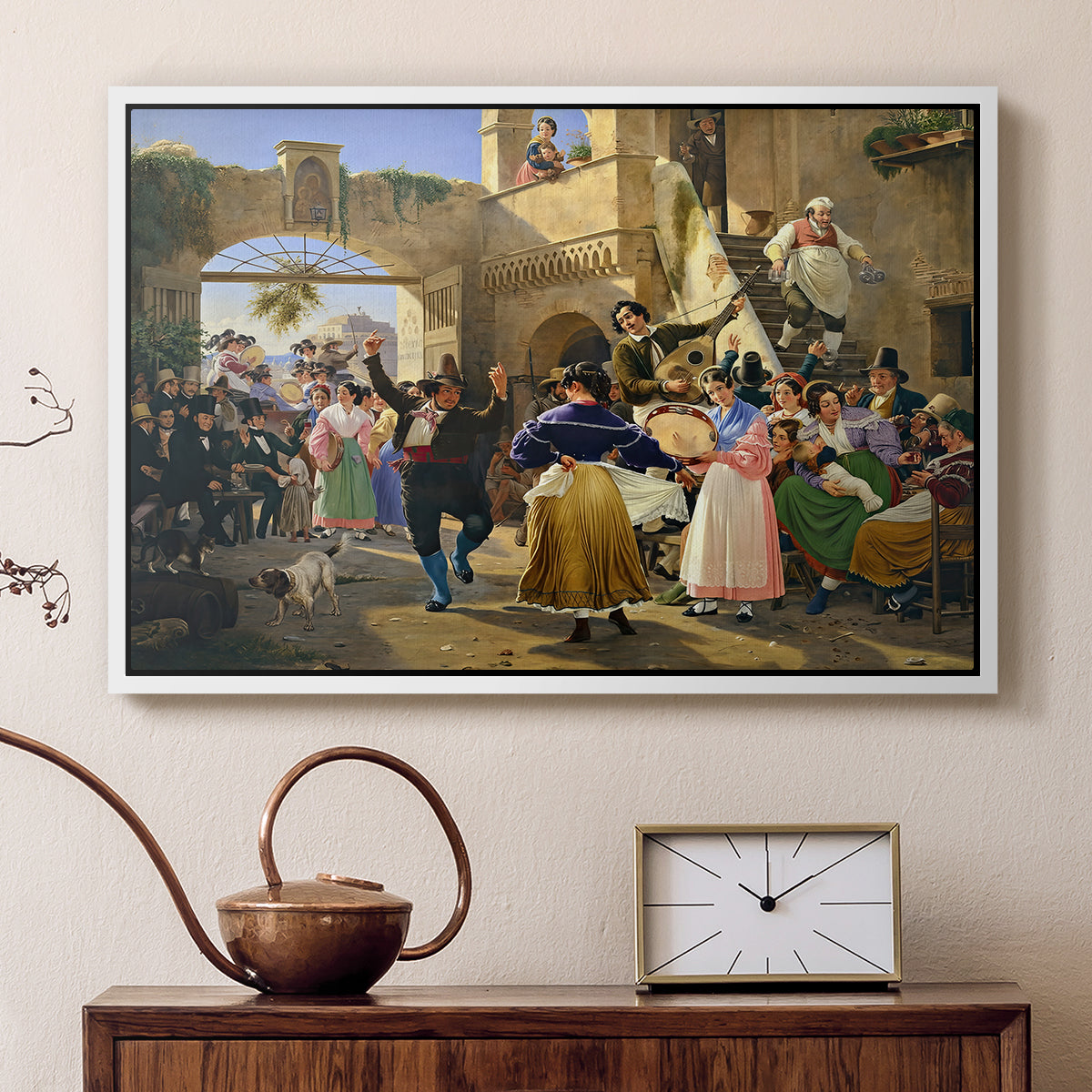 Romans Gathered for Merriment at an Osteria, 1839 - Floater Framed Canvas Print