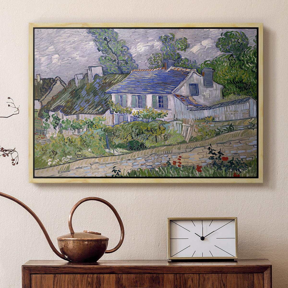 Houses in Auvers, 1890 - Floater Framed Canvas Print