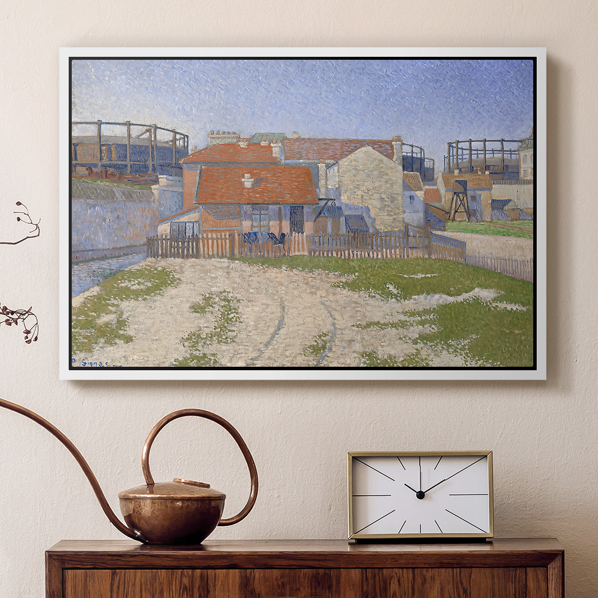Gasometers at Clichy, 1886 - Floater Framed Canvas Print