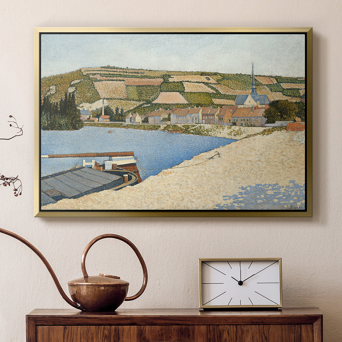 The Riverbank, Les Andelys, 1886 - Floater Framed Canvas Print